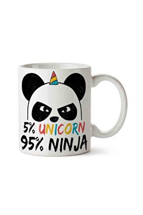 Unicorn Ninja Temalı Beyaz Kupa Bardak Sevgiliye Arkadaşa Hediye