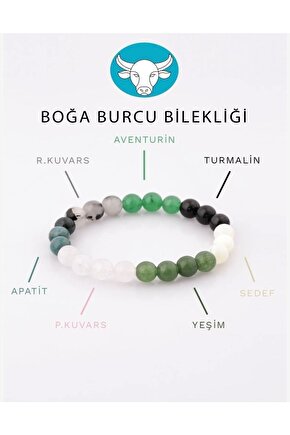 Boğa Burcu Taşlarından Doğaltaş Bileklik