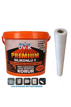 Avantajlı Paket Uv-k Premium Silikonlu 15 Kg Su Yalıtım Boyası Ve Izolasyona Yardımcı Keçe