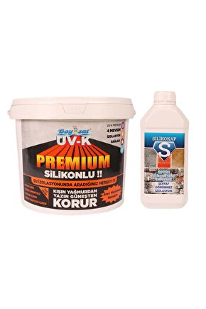 Silikonlu Su Izolasyon Paketi 1 Kg Uv-k Premium Boya Ve Silikokap Yalıtım 5 Lt