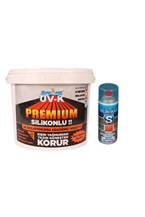 Avantajlı Su Yalıtım Paketi Uv-k Premium Silikonlu Boya 7.5 Kg Ve Silikokap Izolasyon Spreyi 400 ml