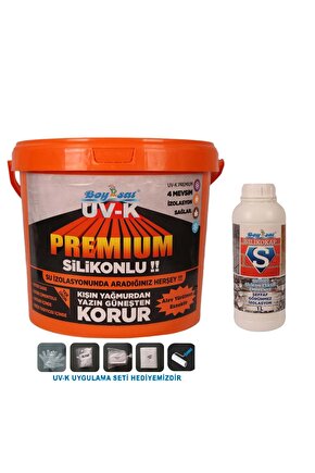 Avantajlı Yalıtım Paketi Uv-k Premium Silikonlu 15kg Yalıtım Boyası Ve Silikokap Şeffaf Yalıtım 1lt