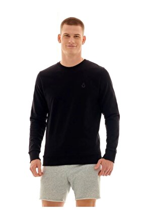 Lisanslı Erkek Basic Siyah Sweatshirt