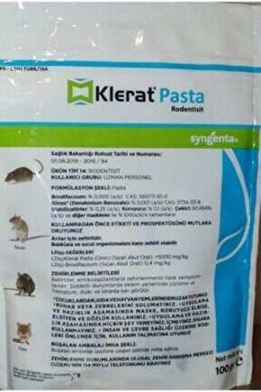 Klerat Pasta  Fare Ilacı  100 Gr.