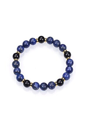 Obsidyen & Lapis Doğal Taş Bileklik 8mm