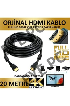 20 Metre Hd Hdmı Ses Ve Görün Tü Aktarım Kablosu 20mt Full Hd