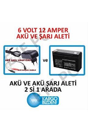 6 Volt 12 Amper Akü Ve Akü Şarj Aleti 6 Volt Çocuk Scooter Aküsü Ve Şarj Aleti Adaptörü