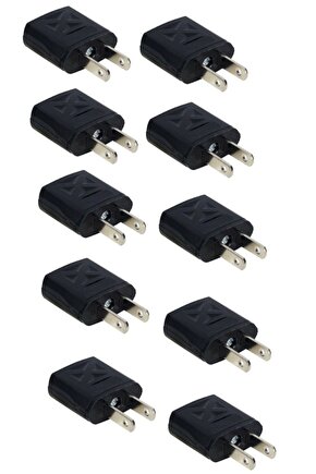 10 Adet Türk - Amerikan Priz Çevirici Adaptör Jack Plug