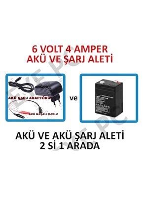 6 Volt 4 Amper Çocuk Oyuncak Için Akü Ve Şarj Adaptörü Birlikte