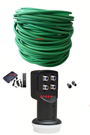 45 Metre Dış Ortama Uygun Uydu Anten Kablo+4lü Lnb+hd Uydu Cihazı F Konnektör Set