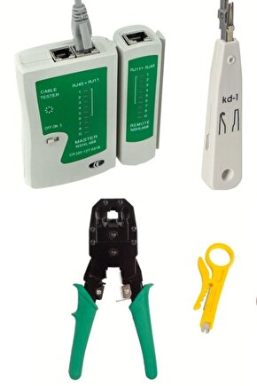 Kablo Soyucusu Pense Rj45 Rj11 Jak Sıkma Pensesi Kablo Test Cihazı Set