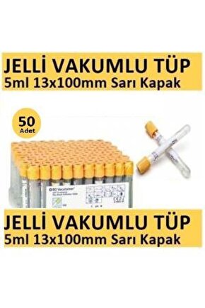 50 Adet Kan Alma Tüpü, Vakumlu Jelli, Sarı Kapak 5ml 13x100mm, Bd Vacutainer SST 2 Advance Plus