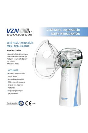 Taşınabilir Yeni Mesh Nebulizatör Şarjlı,kademe Ayarlanabilir 3 Kademeli(LT-N200)