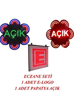 Eczane Led E-logo Ve Animasyonlu Papatya Açık Yazısı