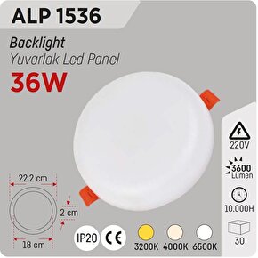 YCL Yücel ALP 1536 36 Watt Yuvarlak Sıva Altı Led Panel 4000K Doğal Beyaz