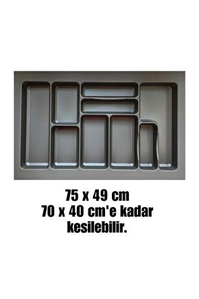 75x49 Cm 9 Bölmeli Antrasit Kaşıklık, Istediğiniz Ölçüde Ücretsiz Kesim, Çekmece Içi Kaşıklık