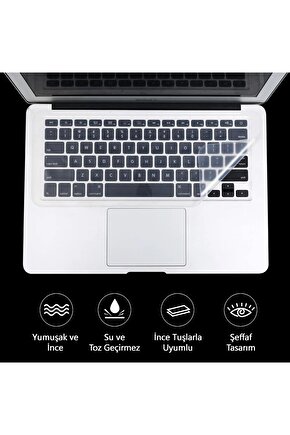 15.6 İnç Laptop İçin Premium Şeffaf Silikon Klavye Koruyucu