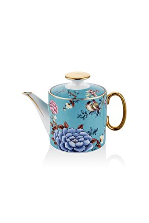 Floral Blue Porselen Demlik Teapot Çaydanlık