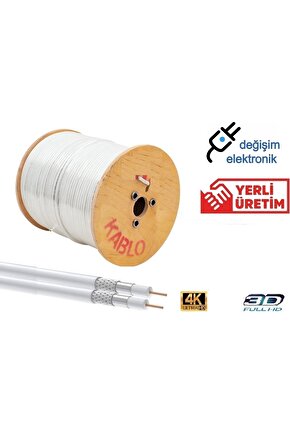 Rg59 Bitisik Ikili Uydu Çanak Anten Kablosu Mini 20 Metre Hazır Uçlu