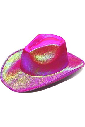 Himarry Neon Hologramlı Kovboy Model Parti Şapkası Fuşya Yetişkin 39X36X14 cm