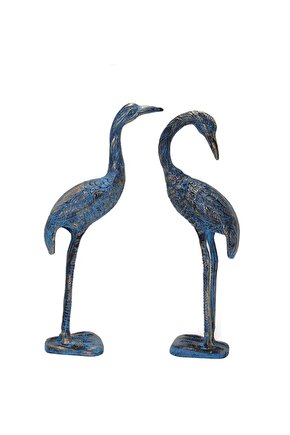 Metal Ikili Flamingo Seti 36 Cm Biblo Dekoratif Hediyelik