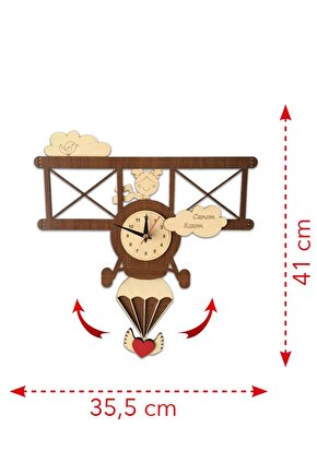 Canım Oğlum Uçak Dekoratif Sarkaçlı Duvar Saati