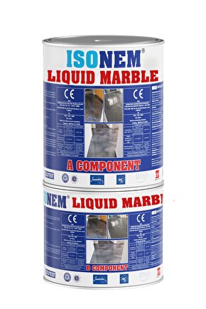 Liquid Marble ( Sıvı Mermer ) Mermer için sıvı kaplama Malzemesi 2.5kg set M07 SILVER GREY Gümüş