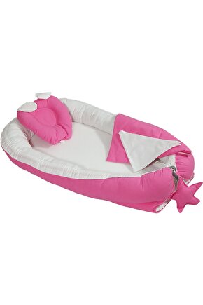 %100 Pamuklu Kumaş Pembe Babynest I-babynest Anne Yanı Bebek Yatağı