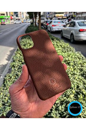 Brown Iphone 13 Hakiki Deri Telefon Kılıfı