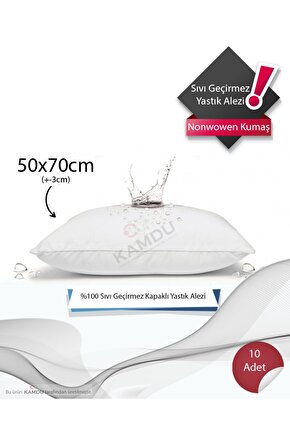 _10 Tane_ Büyük Boy 50x70cm Kapaklı Sıvı Geçirmez Yastık Alezi, Nonwoven Kumaş