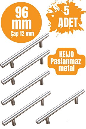 5 ADET Keijo INOX 96mm Paslanmaz Kulp (mobilya, dolap kulbu, kulp modeli)