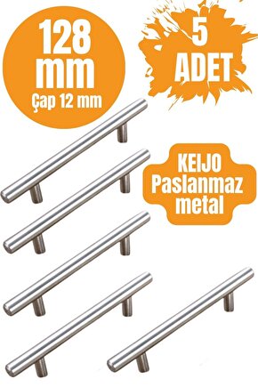 5 ADET Keijo INOX 128mm Paslanmaz Kulp (mobilya, dolap kulbu, kulp modeli)