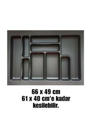 66x49 Cm Antrasit Antibakteriyel Kaşıklık, Istediğiniz Ölçüde Ücretsiz Kesim, Çekmece Içi Kaşıklık