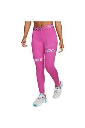 Pro Dri-FIT Graphic Mid-Rise Kadın Tayt - aktif fuşyaokyanus bliss DX0080-623 PEMBE