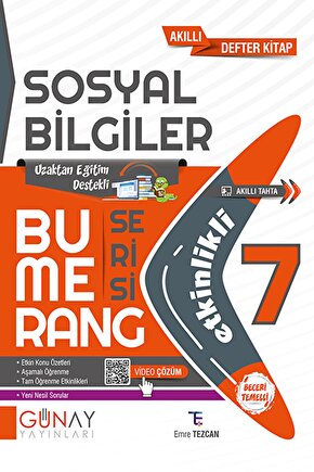 7. Sınıf Bumerang Serisi Etkinlikli Sosyal Bilgiler  Emre Tezcan  Günay Yayınları  9786257150910