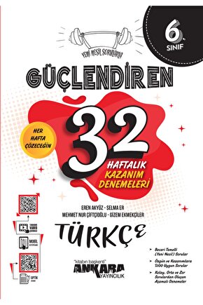 6. Sınıf Güçlendiren 32 Haftalık Türkçe Kazanım Denemeleri  Ankara Yayıncılık  9786258149876