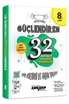 Ankara Yayıncılık 8. Sınıf Güçlendiren 32 Haftalık Din Kültürü Ve Ahlak Bilgisi Kazanım Denemeleri