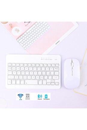 BLUETOOTH + USB WİRELESS KLAVYE MOUSE SETİ SESSİZ ŞARJLI BT+USB MOUSE & KEYBOARD SET