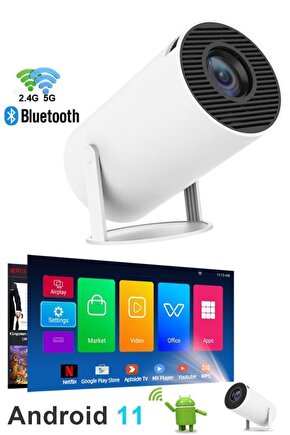 Hy300 Pro Taşınabilir Sinema Projeksiyon 720p Ev Sineması Bluetooth Android 11 Akıllı Projektör