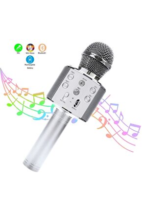 ŞARJLI KABLOSUZ KARAOKE MİKROFON BLUETOOTH HOPARLÖR SES DEĞİŞTİRME ÖZELLİKLİ SD KART USB GİRİŞLİ