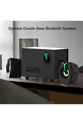 MULTİMEDYA BLUETOOTH HOPARLÖR SD KART USB 2.1 KANAL SUBWOOFER 2+1 IŞIKLI PC SPEAKER