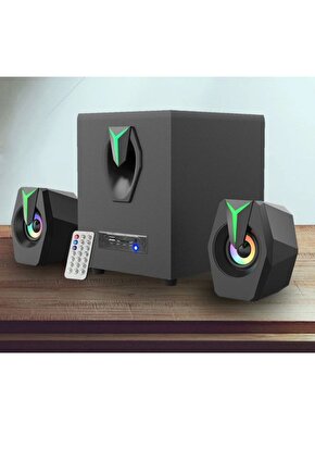 MULTİMEDYA BLUETOOTH HOPARLÖR SD KART USB 2.1 KANAL SUBWOOFER 2+1 IŞIKLI PC SPEAKER