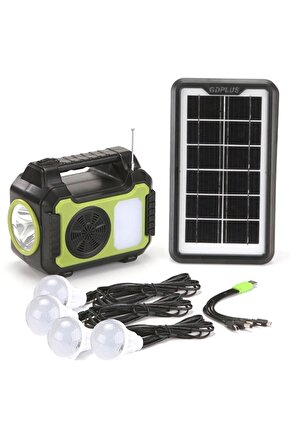 Güneş Enerji Panelli Solar Aydınlatma Sistemi Powerbank Kamp Doğa Balık Karavan Fener Fm Bluetoth