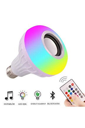 Bluetooth Hoparlör Uzaktan Kumandalı Led Ampul Enerji Tasarruflu 7w Beyaz 5w Rgb Işık 3w Speaker