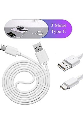 3 Metre Type C Şarj Kablosu Usb C Şarj Ve Data Kablosu