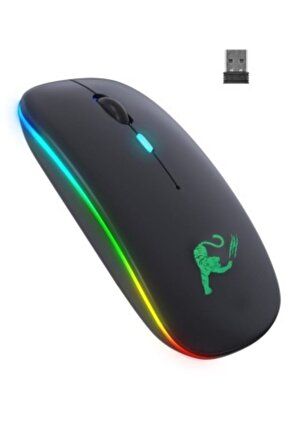 Şarjlı Kablosuz Mouse Sessiz 2.4 Ghz Usb Wireless 800-1200-1600 Ayarlanabilir Dpi Led Işıklı Slient