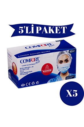 3 Katlı Cerrahi Maske Full Ultrasonic Meltblown Filitreli Telli Maske (250 ADET) 5 Paket 50’li