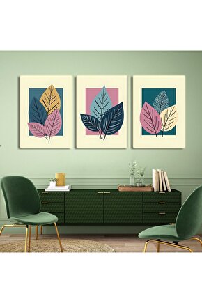 Matisse - Boho - Art Deco - Soyut - Doğa ( 3 lü Çerçevesiz ) Poster - Afiş - Tablo KR2C01250