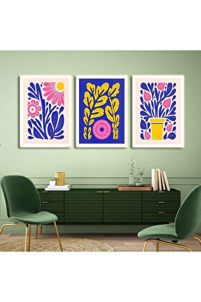 Matisse - Boho - Art Deco - Soyut - Doğa ( 3 lü Çerçevesiz ) Poster - Afiş - Tablo KR2C00723