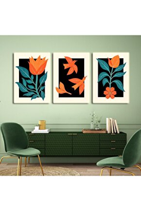 Matisse - Boho - Art Deco - Soyut - Doğa ( 3 lü Çerçevesiz ) Poster - Afiş - Tablo KR2C01258